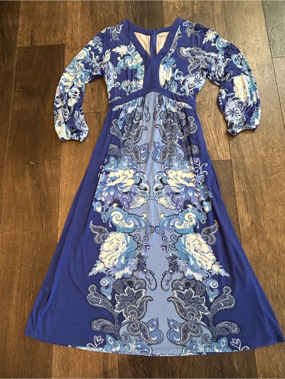 Soft Surroundings Blue Floral Maxi Dress, PS